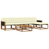 vidaXL Set de canapele de exterior cu pernă 6 pcs Natural și Crem 3381366