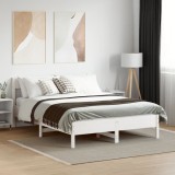 vidaXL Cadru de pat cu tăblie, alb, 160x200 cm, lemn masiv de pin