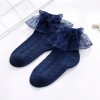 Sosetele bleumarin cu model din tesatura si volanas din tulle (Marime