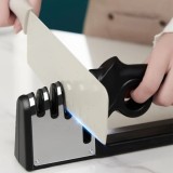 Aparat ascutit cutite si foarfece, 4 in 1, baza antiderapanda, ergonomic, din ABS, negru
