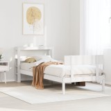 VidaXL Cadru pat fără saltea, alb, 90x190 cm, lemn masiv de pin