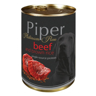 Piper Platinum Pure conservă cu carne de vită şi orez brun 400 g foto