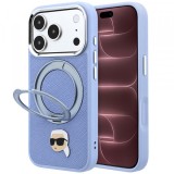Husa MagSafe pentru Apple iPhone 18 Pro Max / 17 Pro Max, Karl Lagerfeld, Ring Stand 360 Karl Pin, Bleu