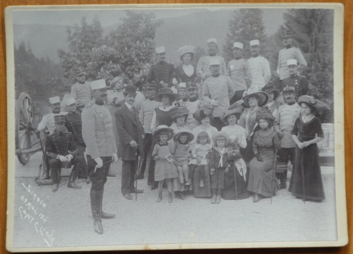Foto pe carton gros ; Sinaia , 29 Mai 1911 , Capitan Eugen Linde