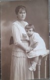 Foto veche tip CP / Foto Ideal / Mama si fiica / Campina / maternitate