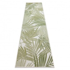 Covor, traversa SISAL SION frunze de palmier, tropical 2837 țesute plate ecru / verde, 60x200 cm
