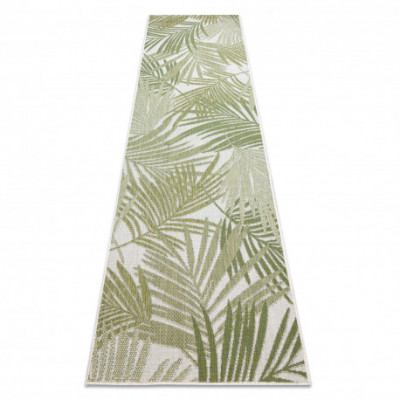Covor, traversa SISAL SION frunze de palmier, tropical 2837 țesute plate ecru / verde, 80x300 cm foto