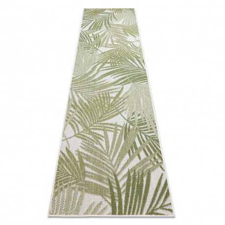 Covor, traversa SISAL SION frunze de palmier, tropical 2837 țesute plate ecru / verde, 80x300 cm
