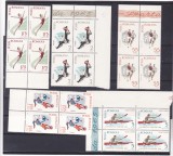 ROMANIA 1965 LP 616 VANATUL SPARTACHIADA TINERETULUI BLOCURI DE 4 TIMBRE MNH, Sport, Nestampilat