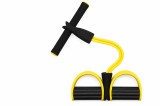 Cumpara ieftin Banda elastica fitness cu pedale, galben-negru, 43.1 cm, extensor multifunctional cu manere din spuma pentru exercitii acasa, tonifiere si recuperare