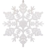 Decoratiune brad fulg de zapada, 13cm, alb cu sclipici Household NewTrend