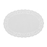 Set 100 de hartie dantelata alba, pentru platouri, ovala, 28 x 41 cm