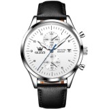 Cumpara ieftin Ceas barbatesc Olevs Quartz Analog Piele Cronograf Business Casual Clasic Cadran argintiu