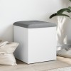 Banca Depozitare vidaXL Alba 42x42x45cm Lemn Prelucrat cu Perna Gri, Multifunctionala, Max 110kg