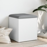 Banca Depozitare vidaXL Alba 42x42x45cm Lemn Prelucrat cu Perna Gri, Multifunctionala, Max 110kg