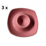 Set 3 suporturi de ou, tip farfurie, 12 cm, Roz