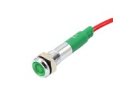 Indicator LED plat de panou alama 6mm, 2 fire 20cm, verde, 12-24V DC, IP65, FL1M-06FW-1-GREEN