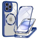 Cumpara ieftin Husa iPhone 14 Pro Max 360 grade magsafe transparenta Albastru, Techsuit