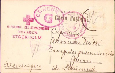 HST 320S Carte poștală prizonier război 1917 căpitan Filiti Șarja Robănești foto
