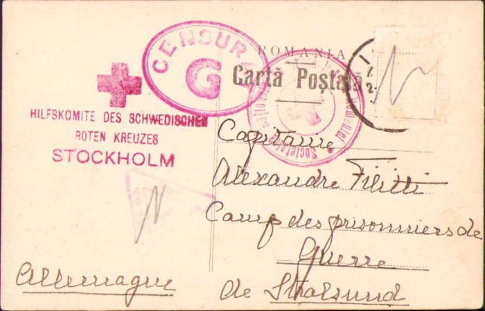 HST 320S Carte poștală prizonier război 1917 căpitan Filiti Șarja Robănești