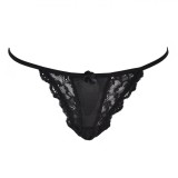 Chiloți String, Model Brazil, Dantelă, Elastic Subțire, Culoare Negru