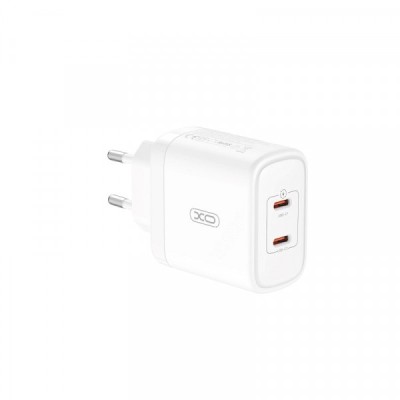 Incarcator Retea XO Design CE08, 50W, 3A, 2 x USB-C, Alb foto