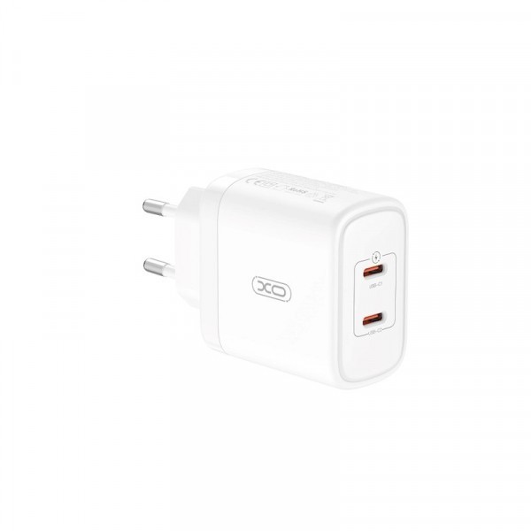 Incarcator Retea XO Design CE08, 50W, 3A, 2 x USB-C, Alb