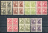 1909 - 1914 , Lp 67 , Carol I , TIPOGRAFIATE - serie in blocuri de 4 nestampilata