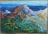 Peisaj montan// acuarela, E. Constantinescu 1965, Arbori, Ulei, Altul