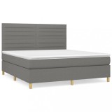 Cumpara ieftin Pat box spring cu saltea, gri inchis, 180x200 cm, textil