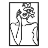Decoratiune de perete in forma de femeie, metalic, negru, 45x30 cm, Oem