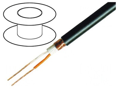 Cablu microfon 2x0,25mm2 negru OFC 15-70&amp;deg;C foto