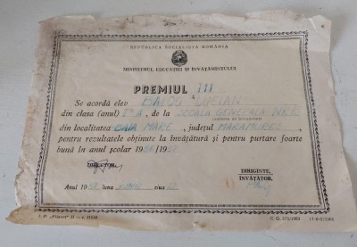 Lot 2 diplome Premiul la invatatura, Ministerul Educatiei si Invatamantului RSR foto