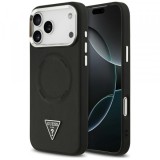 Husa MagSafe pentru Apple iPhone 17 Pro Max, Guess, Triangle Logo, Neagra Argintie