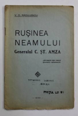 RUSINEA NEAMULUI , GENERALUL C.ST. AMZA de V.O. RADULESCU , 1933 foto