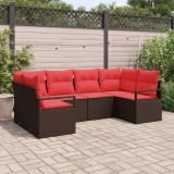 vidaXL Set de canapea cu pernă 6 pcs Maro Poli Rattan 3346524
