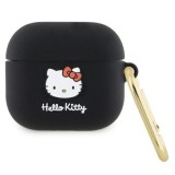 Husa pentru Apple AirPods 3 - Hello Kitty Silicone 3D Kitty Head (HKA33DKHSK) - Black