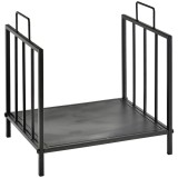 Outsunny Suport pentru Lemne pentru Interior și Exterior cu 2 M&acirc;nere, 44,5x33x46,5 cm, Negru | Aosom Romania
