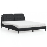 VidaXL Pat cu saltea, Zadar, negru, 160x200 cm, piele ecologică 3208873