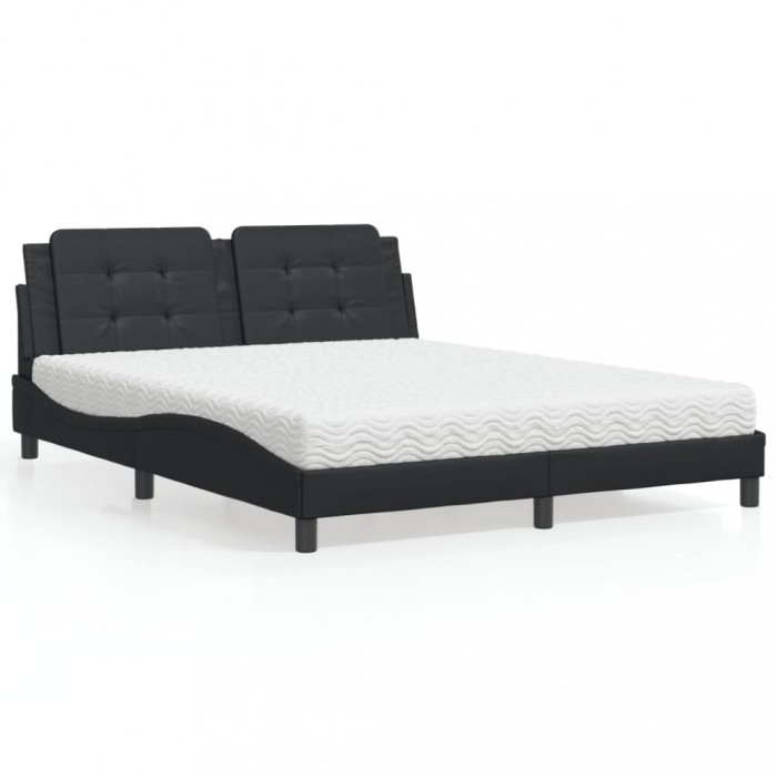 vidaXL Pat cu saltea, Zadar, negru, 160x200 cm, piele ecologică 3208873