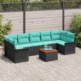vidaXL Set de canapele pentru grădină 8 pcs Negru și Turcoaz poliratan 3355967