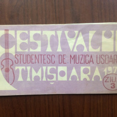 festivalul studentesc de muzica usoara timisoara 1970 banat RSR festival brosura