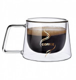Ceasca COFFEE din sticla borosilicata cu pereti dubli, 200 ml, Jovy