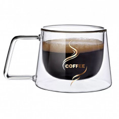 Ceasca COFFEE din sticla borosilicata cu pereti dubli, 200 ml