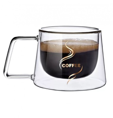 Ceasca COFFEE din sticla borosilicata cu pereti dubli, 200 ml foto