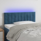 VidaXL Tăblie de pat cu LED, albastru &icirc;nchis, 100x5x78/88 cm, catifea