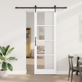Ușă Glisantă vidaXL cu Set de Accesorii Alb 78x232 cm Din Lemn Solid de Pin