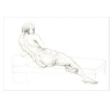 E45. Tablou, Nud femeie in creion, tehnica creion, hartie A4, neinramat, 21x29cm, Carbune, Realism