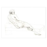 E45. Tablou, Nud femeie in creion, tehnica creion, hartie A4, neinramat, 21x29cm, Carbune, Realism, RavariuArt