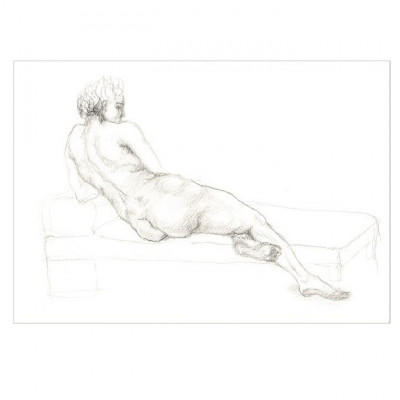 E45. Tablou, Nud femeie in creion, tehnica creion, hartie A4, neinramat, 21x29cm foto
